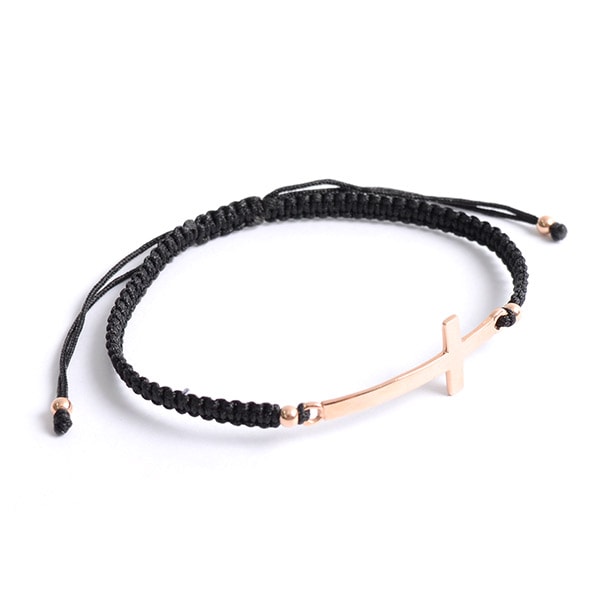 【50%OFF】CHALISA T..(チャリッサ・ティー) フラットシルバー クロス ノッティングコード アンクレット