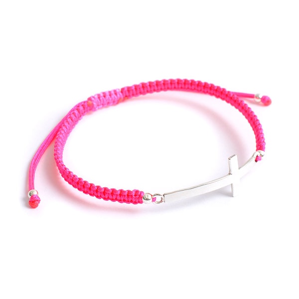 【50%OFF】CHALISA T..(チャリッサ・ティー) フラットシルバー クロス ノッティングコード アンクレット