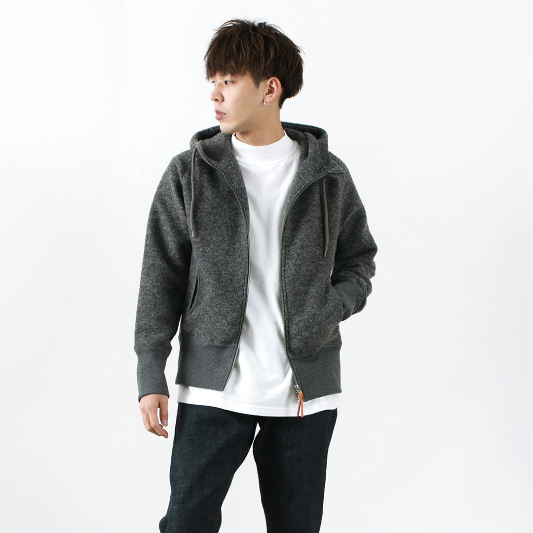 【30%OFF】RE MADE IN TOKYO JAPAN(アールイー) クラシックウール ジップパーカー メンズ 長袖 ラグランスリーブ 縮絨 ウールニット 日本製 2517A-CT CLASSIC WOOL ZIP PARKA【セール】