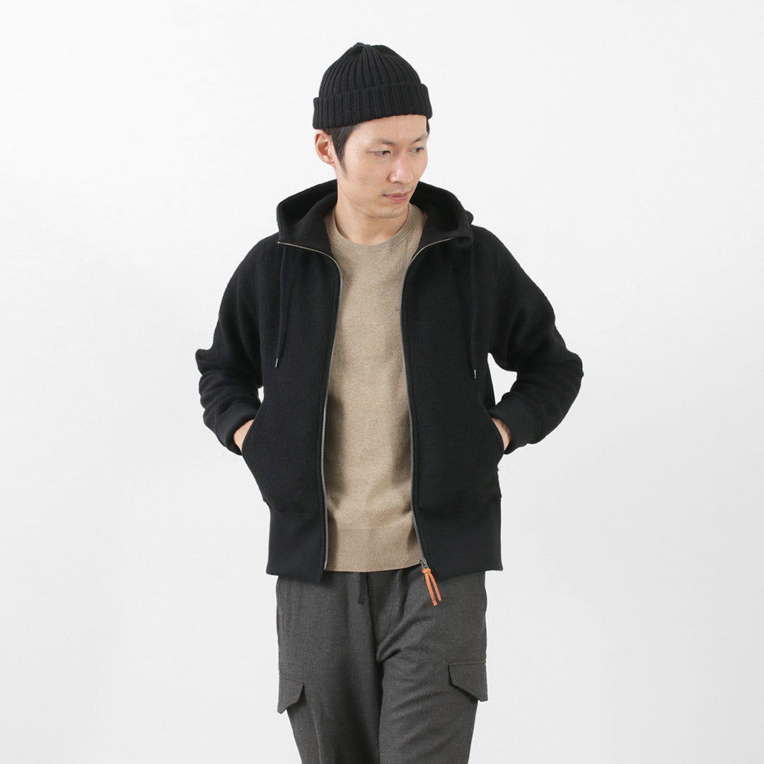 【30%OFF】RE MADE IN TOKYO JAPAN(アールイー) クラシックウール ジップパーカー メンズ 長袖 ラグランスリーブ 縮絨 ウールニット 日本製 2517A-CT CLASSIC WOOL ZIP PARKA【セール】