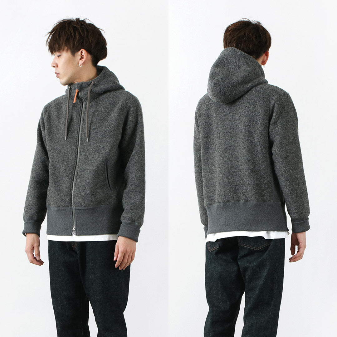 【30%OFF】RE MADE IN TOKYO JAPAN(アールイー) クラシックウール ジップパーカー メンズ 長袖 ラグランスリーブ 縮絨 ウールニット 日本製 2517A-CT CLASSIC WOOL ZIP PARKA【セール】