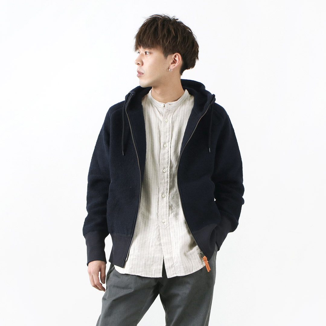 【30%OFF】RE MADE IN TOKYO JAPAN(アールイー) クラシックウール ジップパーカー メンズ 長袖 ラグランスリーブ 縮絨 ウールニット 日本製 2517A-CT CLASSIC WOOL ZIP PARKA【セール】