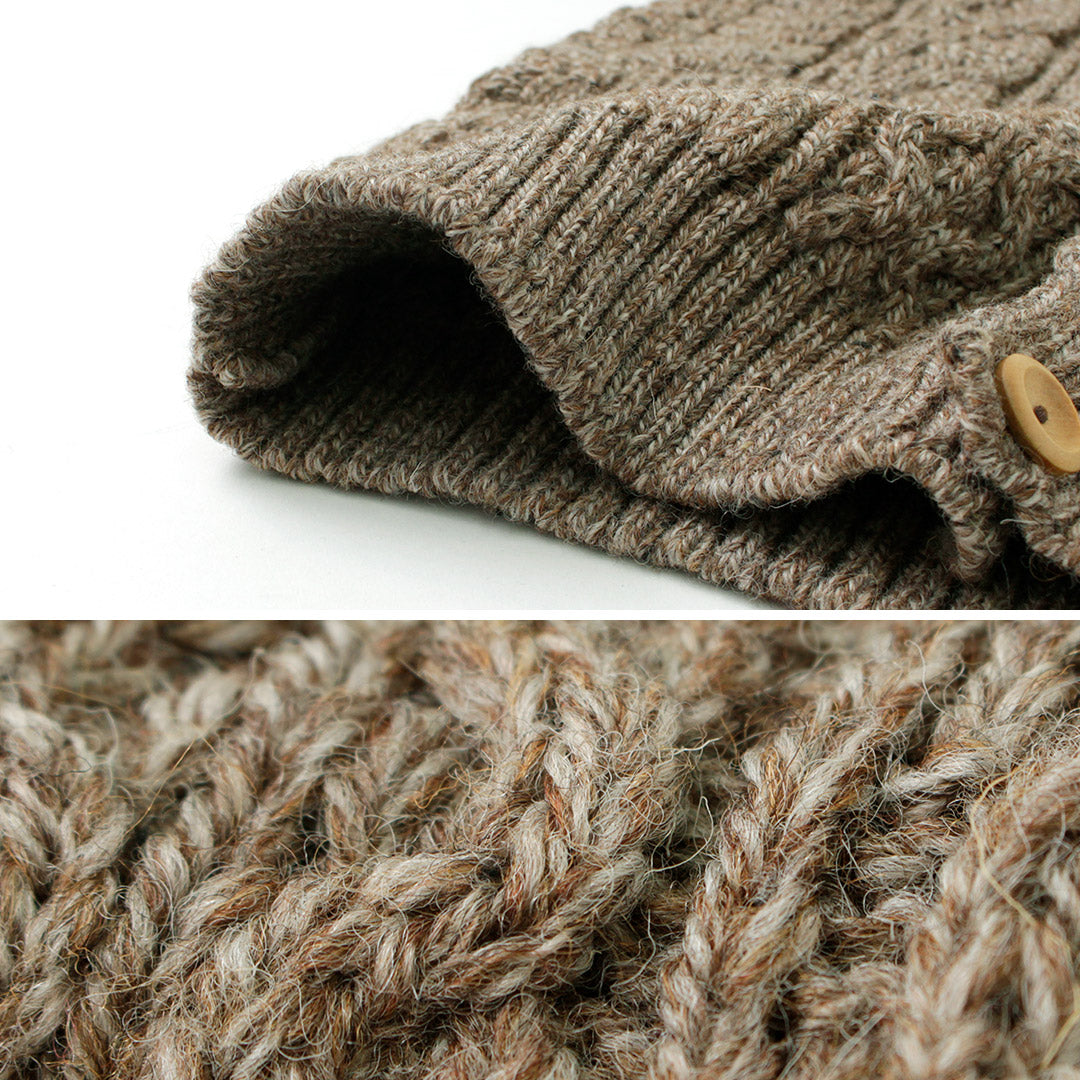 KERRY WOOLLEN MILLS(ケリーウーレンミルズ) カラー別注 5ゲージ 3プライ アランケーブル カラーレス カーディガン