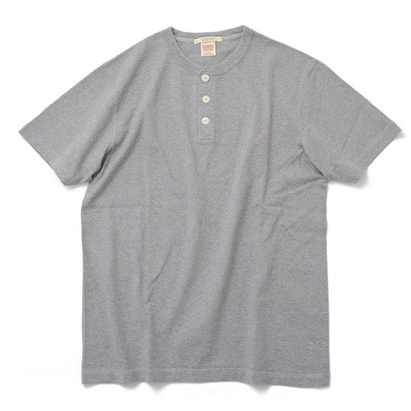 BARNS（バーンズ） BR-8146 小寸編み ヘンリーネック 半袖 Tシャツ