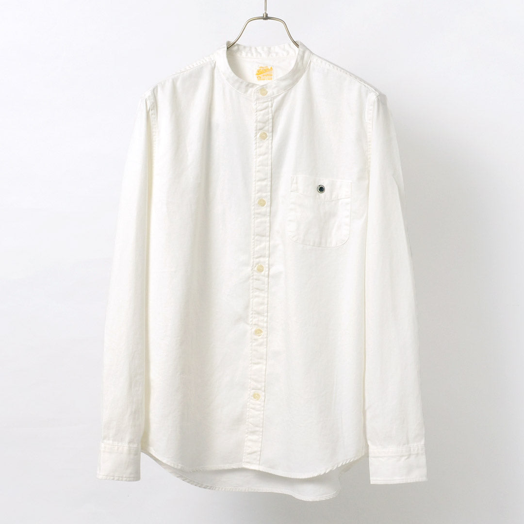 BARNS（バーンズ） 別注 オックス バンドカラー シャツ メンズ 長袖 無地 カジュアル ゆったり 綿 日本製 OX BAND COLLAR LS  SHIRT