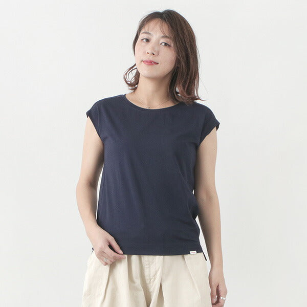 【50%OFF】VINCENT ET MIREILLE(ヴァンソン エ ミレイユ) バックラウンド フレンチスリーブ Tシャツ / レディース / 日本製 / シンプル / カジュアル / VM201BS12042 / BACK ROUND FRENCH SLEEVE TEE【セール】