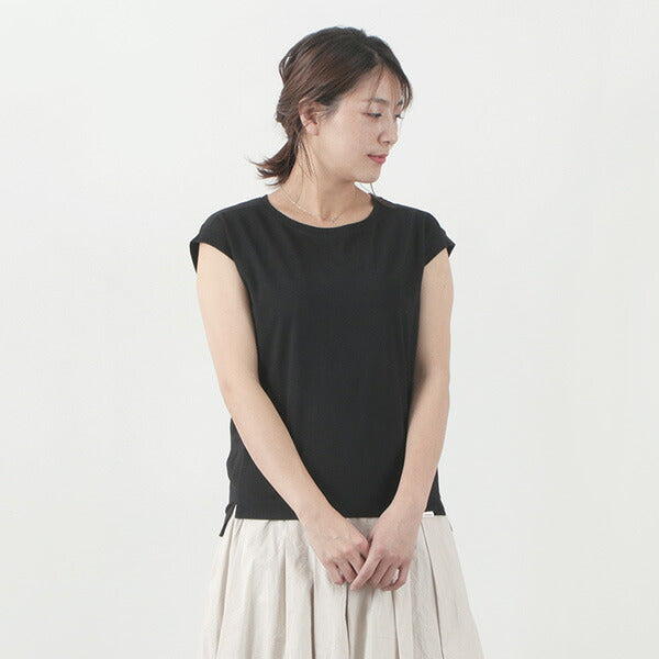 【50%OFF】VINCENT ET MIREILLE(ヴァンソン エ ミレイユ) バックラウンド フレンチスリーブ Tシャツ / レディース / 日本製 / シンプル / カジュアル / VM201BS12042 / BACK ROUND FRENCH SLEEVE TEE【セール】