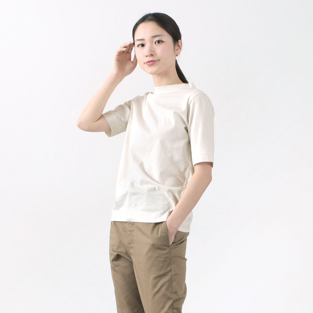 【20%OFF】LAITERIE(レイトリー) USE天竺 5分袖 ボトルネック Tシャツ