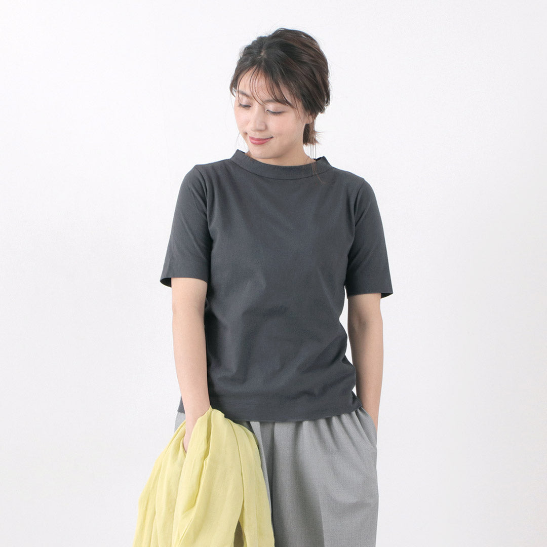 【20%OFF】LAITERIE(レイトリー) USE天竺 5分袖 ボトルネック Tシャツ