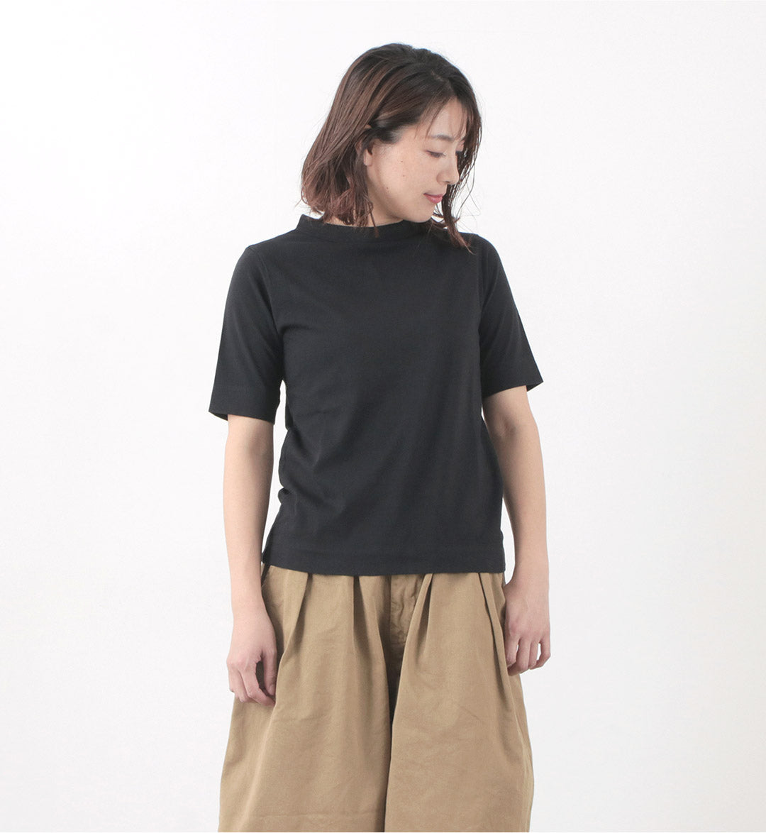 【20%OFF】LAITERIE(レイトリー) USE天竺 5分袖 ボトルネック Tシャツ