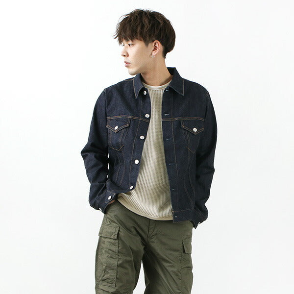 【30%OFF】FOB FACTORY(FOBファクトリー) F2309 ストレッチ セルヴィッチ デニム ジャケット(ワンウォッシュ)