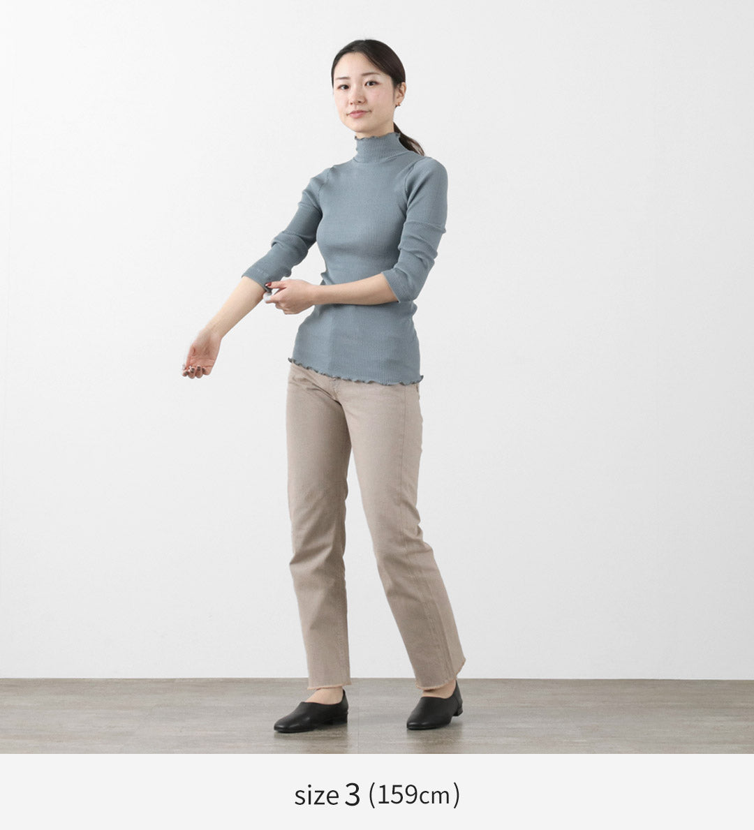 GICIPI(ジチピ) オーロ ハイネック 7分袖 リブ カットソー