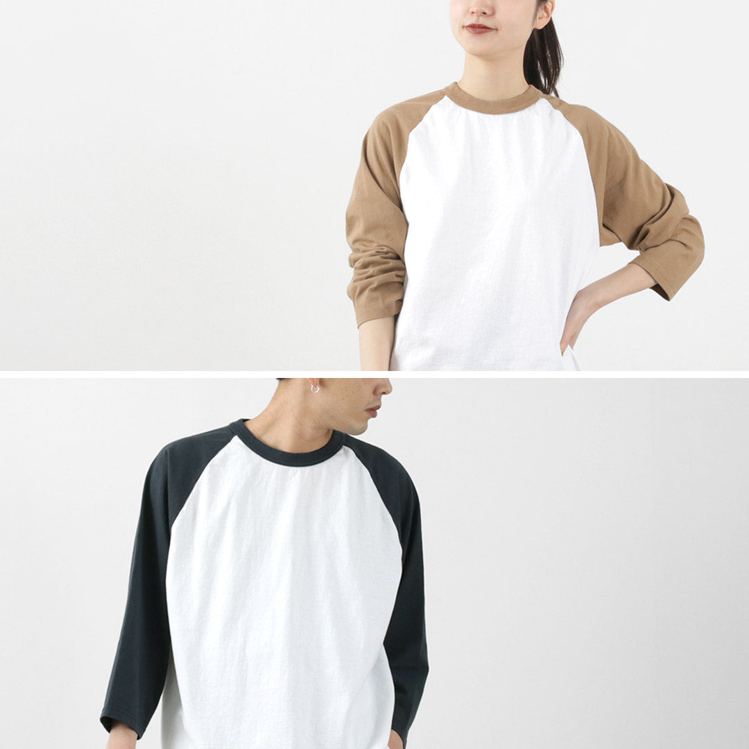 WALLA WALLA SPORT(ワラワラスポーツ) 七分袖 2トーン ベースボール Tシャツ