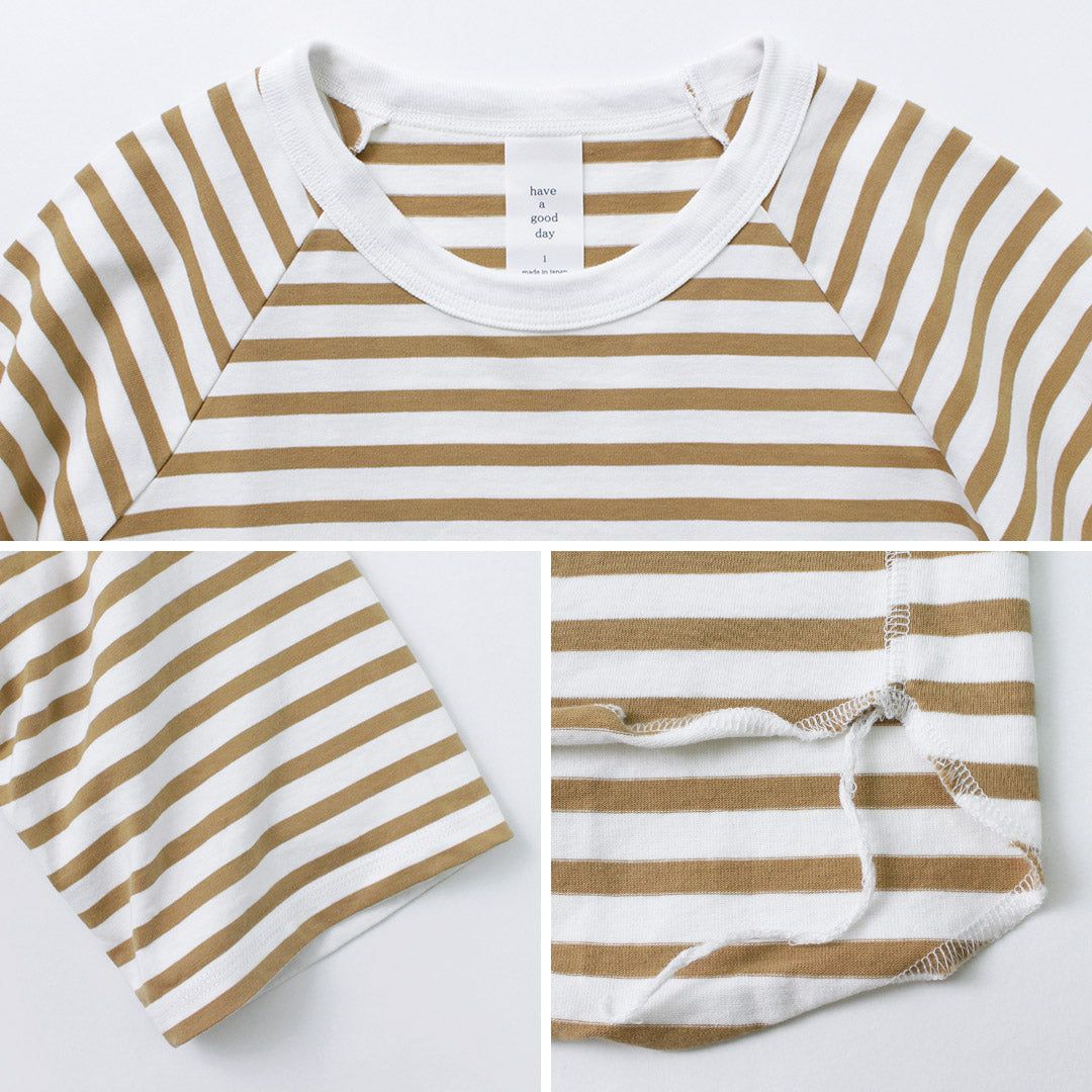 【30%OFF】HAVE A GOOD DAY(ハブアグッドデイ) ボーダー ルーズショートスリーブTシャツ