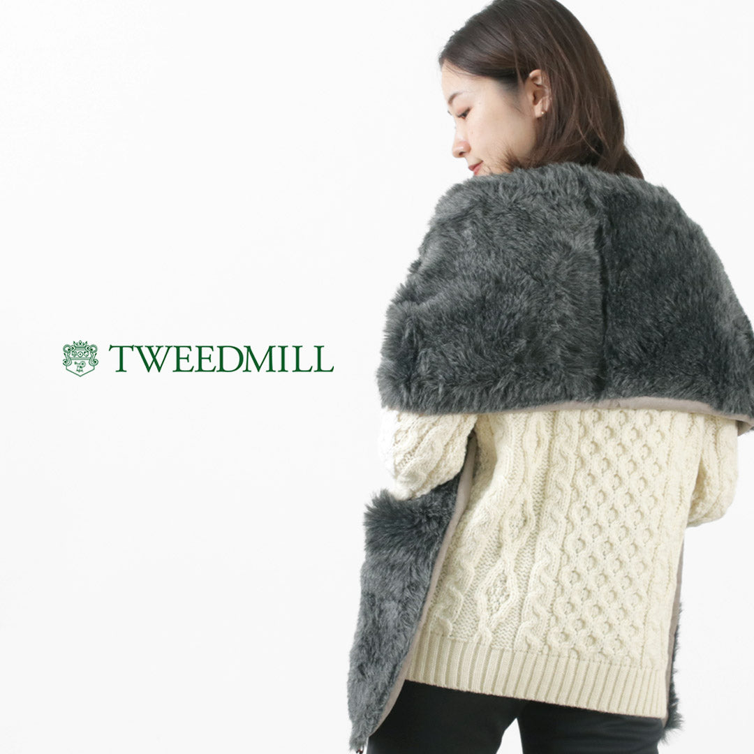 【40%OFF】TWEED MILL(ツイードミル) 29.5×176 フェイクファー ポケット付きスカーフ