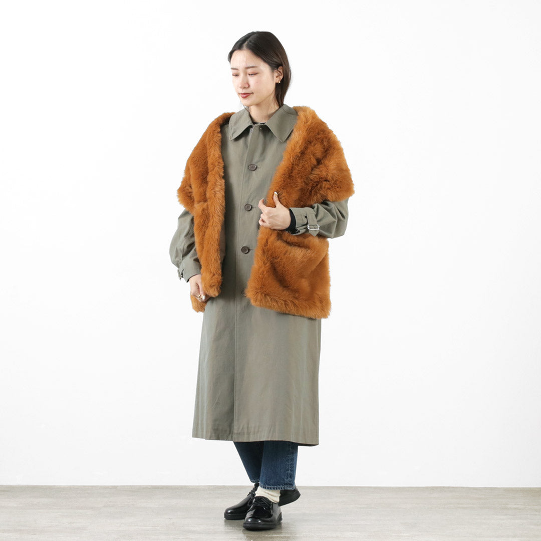 【40%OFF】TWEED MILL(ツイードミル) 29.5×176 フェイクファー ポケット付きスカーフ