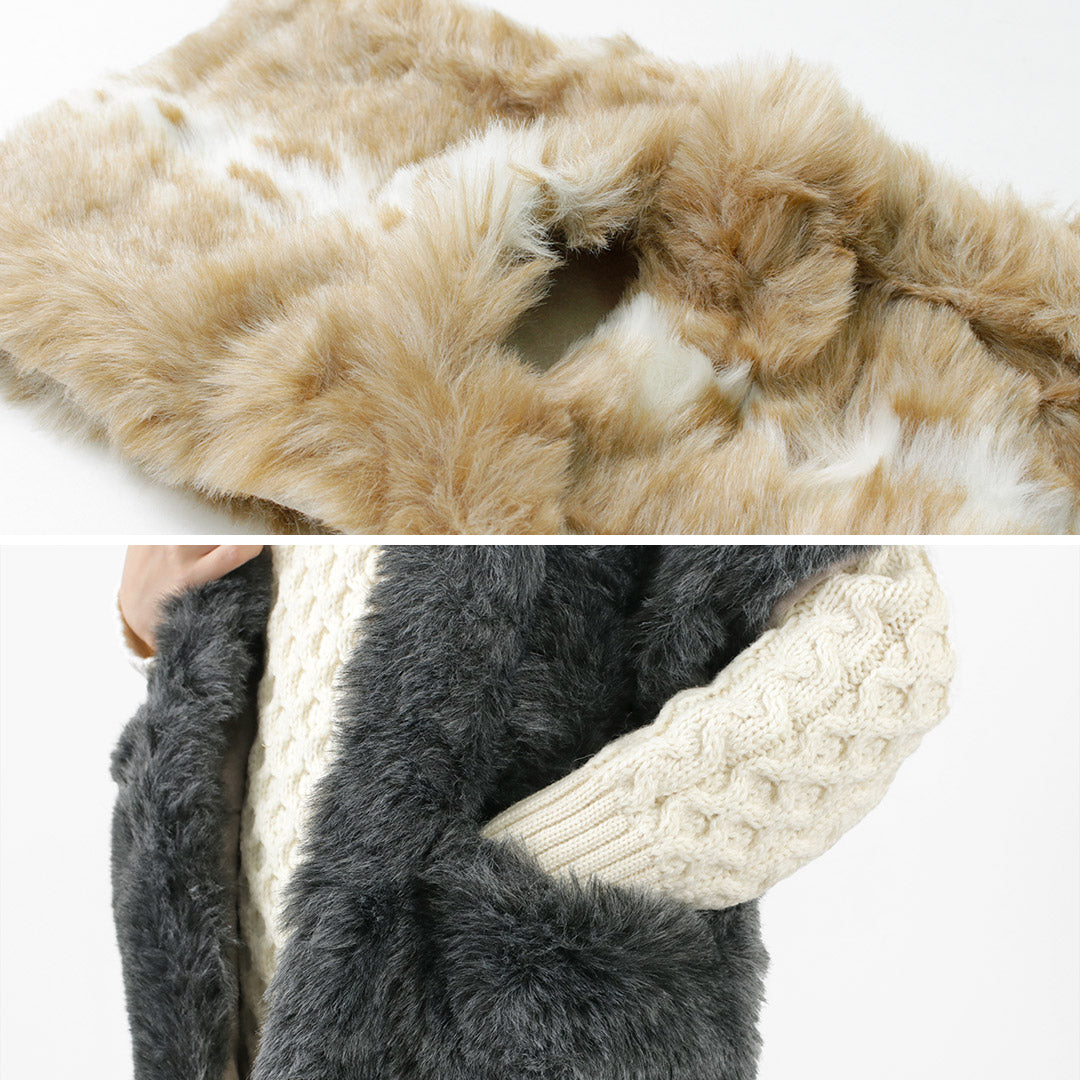 【40%OFF】TWEED MILL(ツイードミル) 29.5×176 フェイクファー ポケット付きスカーフ