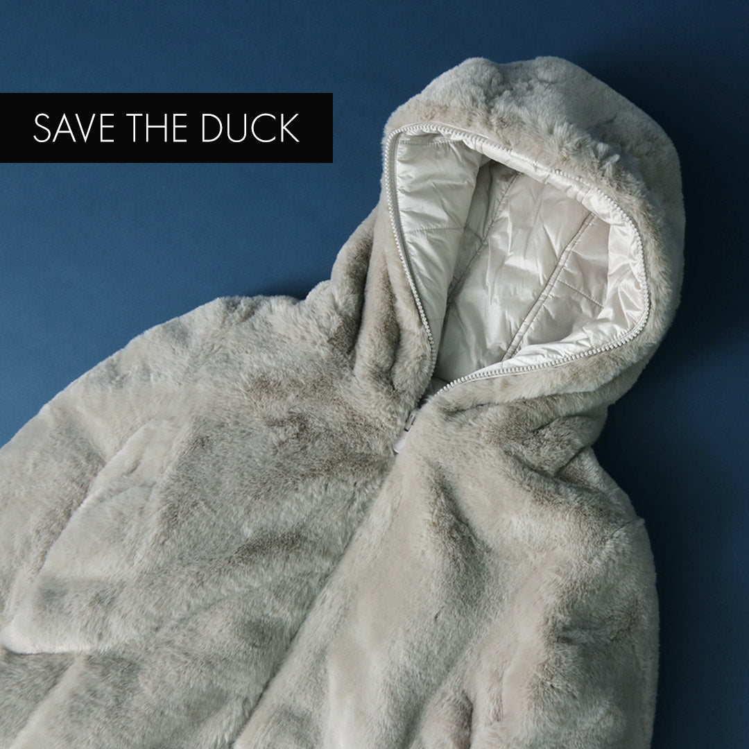 SAVE THE DUCK(セーブザダック) ライラ シンセティックダウン リバーシブル ボアフードジャケット