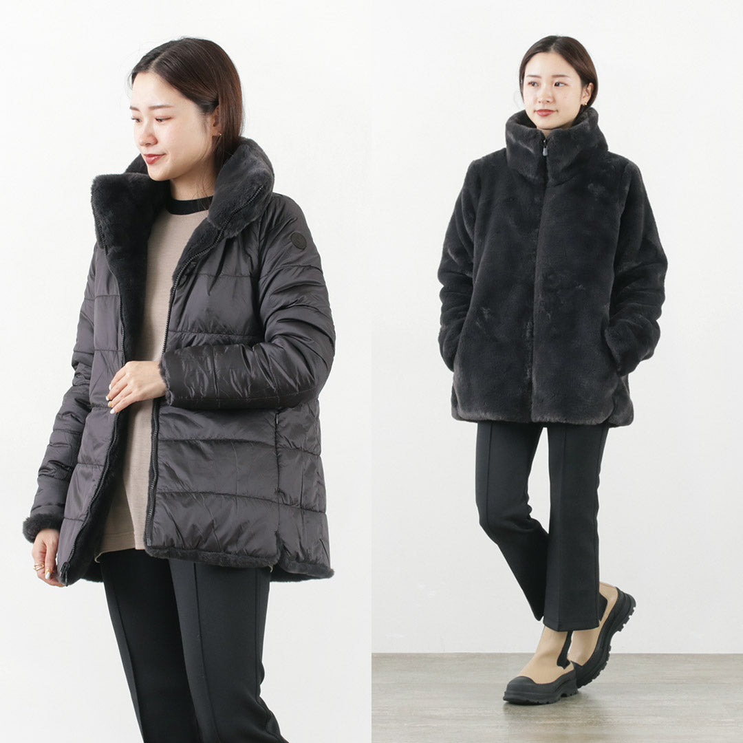 【30%OFF】SAVE THE DUCK(セーブザダック) ナタリー シンセティックダウン リバーシブル ファースタンドジャケット