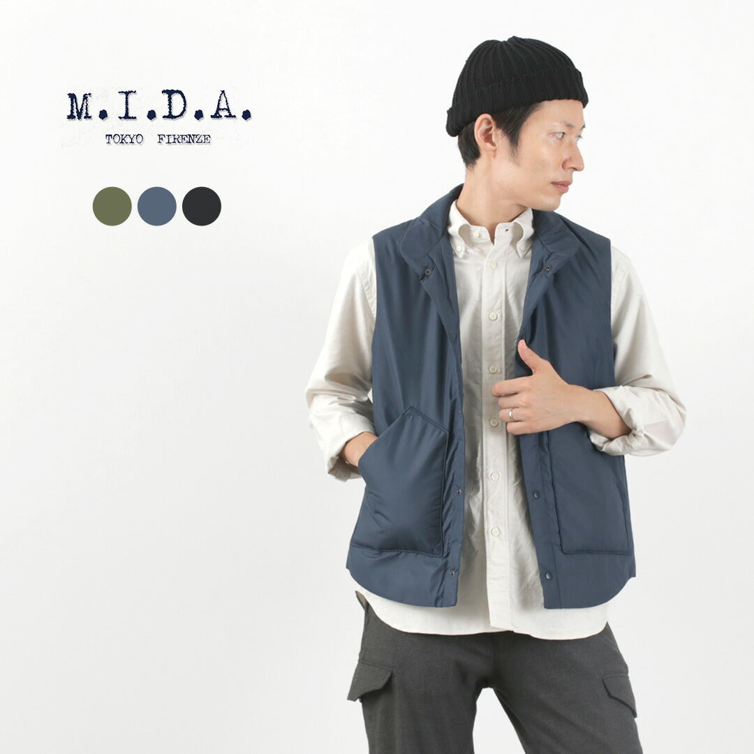 【30%OFF】M.I.D.A.(ミダ) ナイロン パディング ベスト