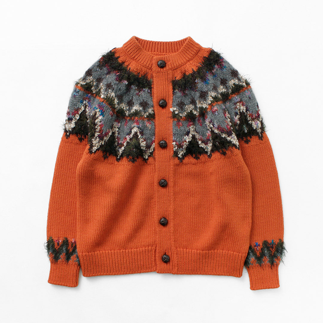 【30%OFF】COOHEM(コーヘン) ノルディック ニット カーディガン レディース ウール 刺繍 柄 厚手 日本製 ゆったり クルーネック 暖かい 北欧 米冨 YONETOMI KOHEN NORDIC KNIT C/D【セール】