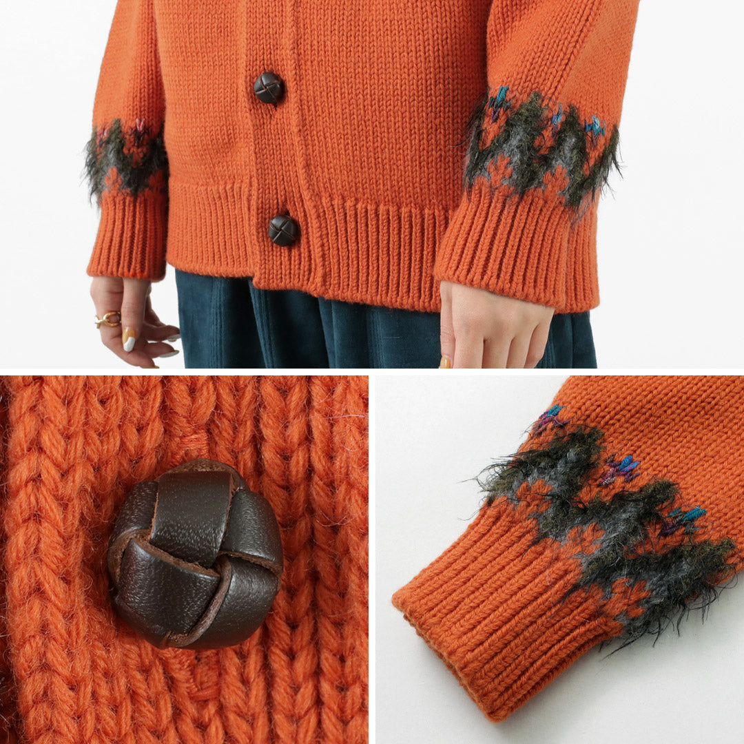 【30%OFF】COOHEM(コーヘン) ノルディック ニット カーディガン レディース ウール 刺繍 柄 厚手 日本製 ゆったり クルーネック 暖かい 北欧 米冨 YONETOMI KOHEN NORDIC KNIT C/D【セール】