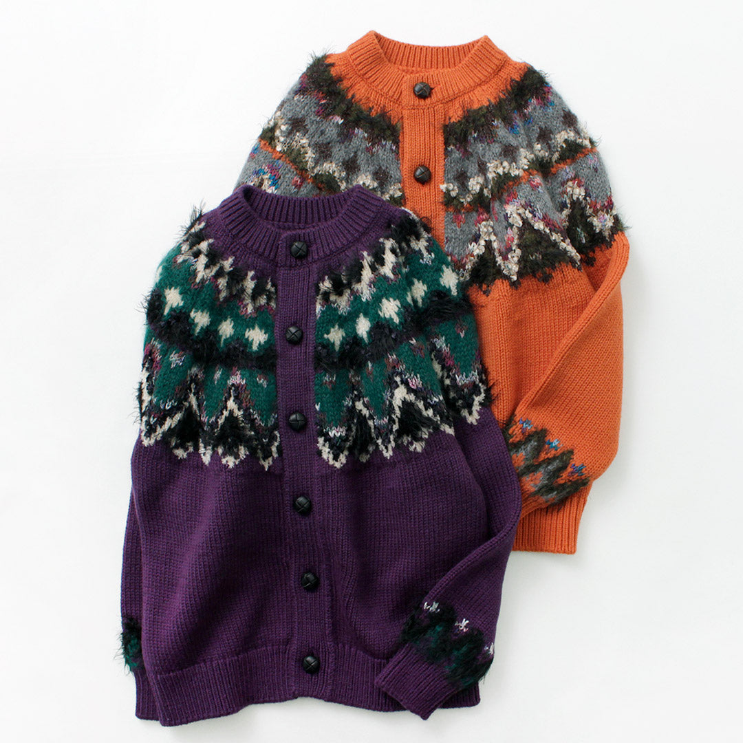 【30%OFF】COOHEM(コーヘン) ノルディック ニット カーディガン レディース ウール 刺繍 柄 厚手 日本製 ゆったり クルーネック 暖かい 北欧 米冨 YONETOMI KOHEN NORDIC KNIT C/D【セール】