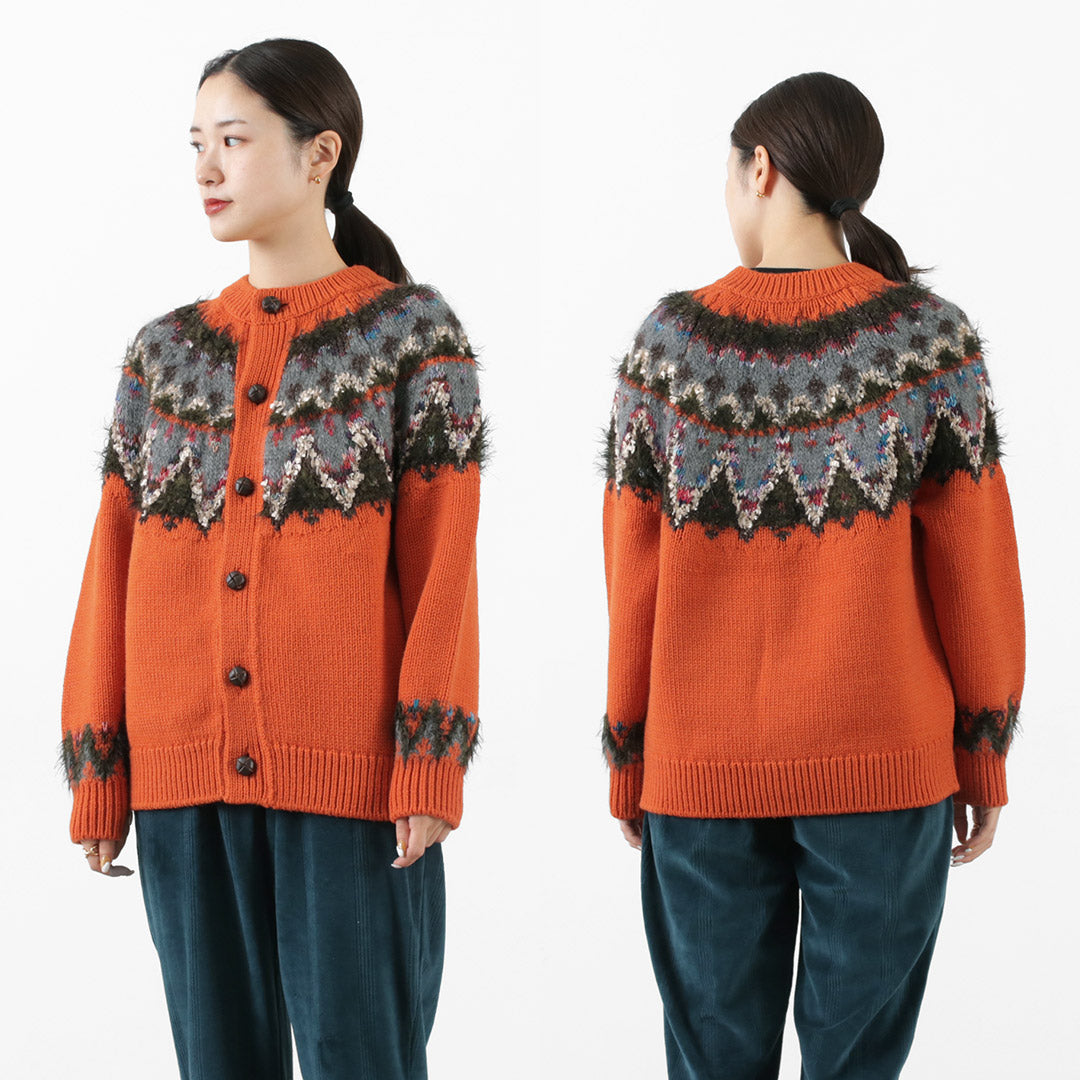 【30%OFF】COOHEM(コーヘン) ノルディック ニット カーディガン レディース ウール 刺繍 柄 厚手 日本製 ゆったり クルーネック 暖かい 北欧 米冨 YONETOMI KOHEN NORDIC KNIT C/D【セール】