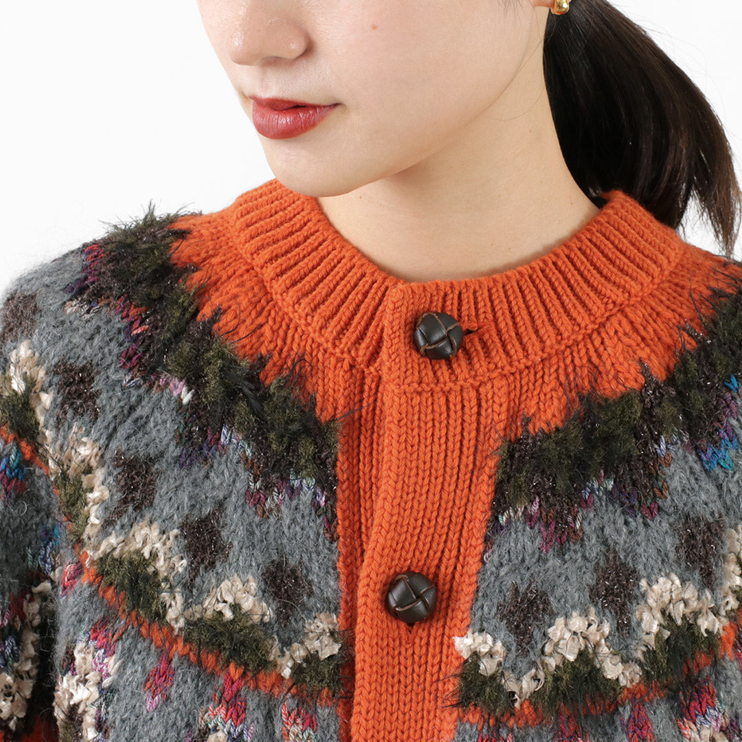 【30%OFF】COOHEM(コーヘン) ノルディック ニット カーディガン レディース ウール 刺繍 柄 厚手 日本製 ゆったり クルーネック 暖かい 北欧 米冨 YONETOMI KOHEN NORDIC KNIT C/D【セール】