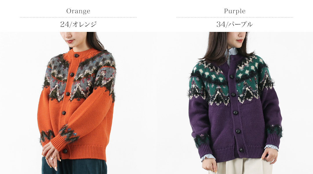 【30%OFF】COOHEM(コーヘン) ノルディック ニット カーディガン レディース ウール 刺繍 柄 厚手 日本製 ゆったり クルーネック 暖かい 北欧 米冨 YONETOMI KOHEN NORDIC KNIT C/D【セール】