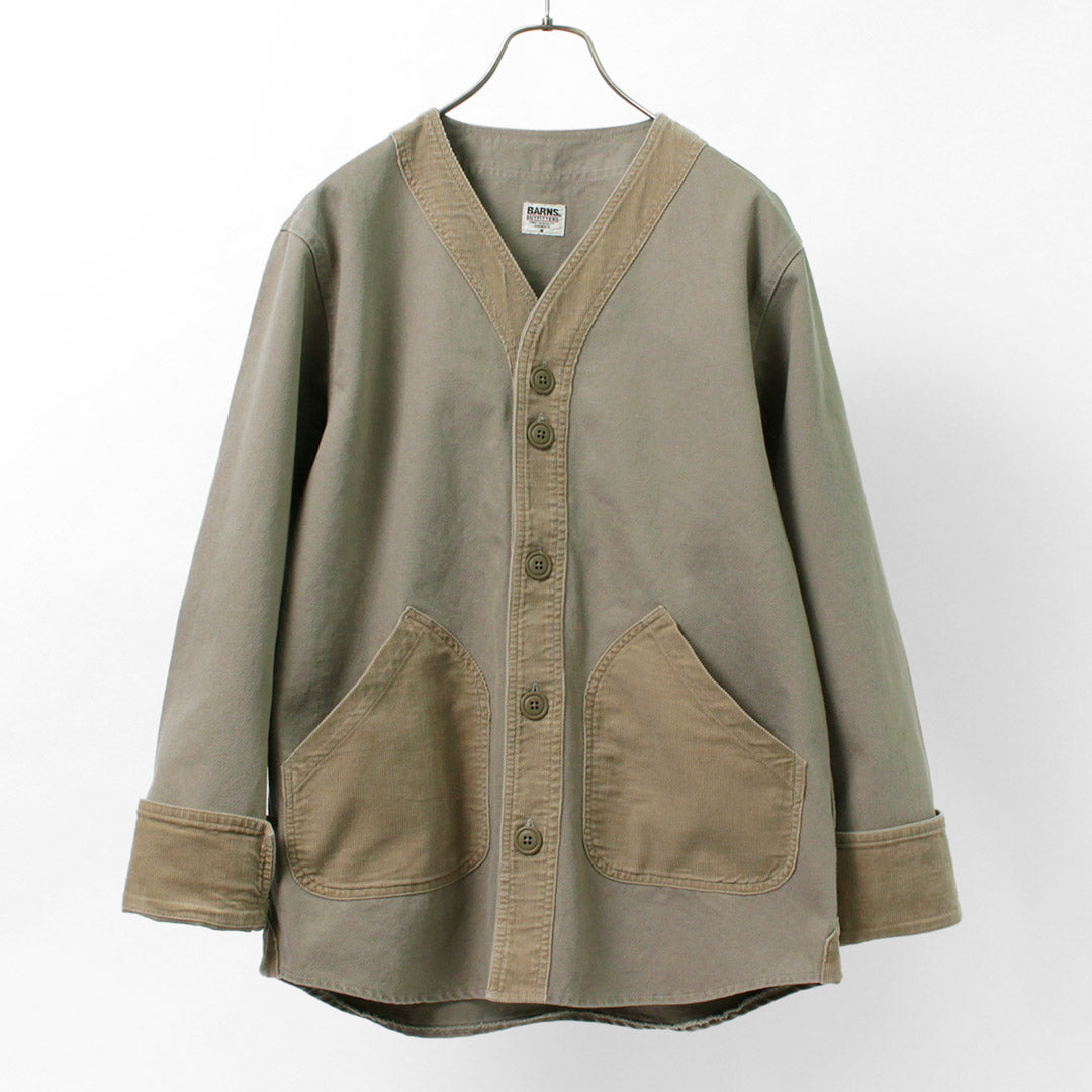 【50％OFF】BARNS（バーンズ） カツラギ ベースボール カーディガン メンズ コットンサージ 綿 BASEBALL CARDIGAN【セール】