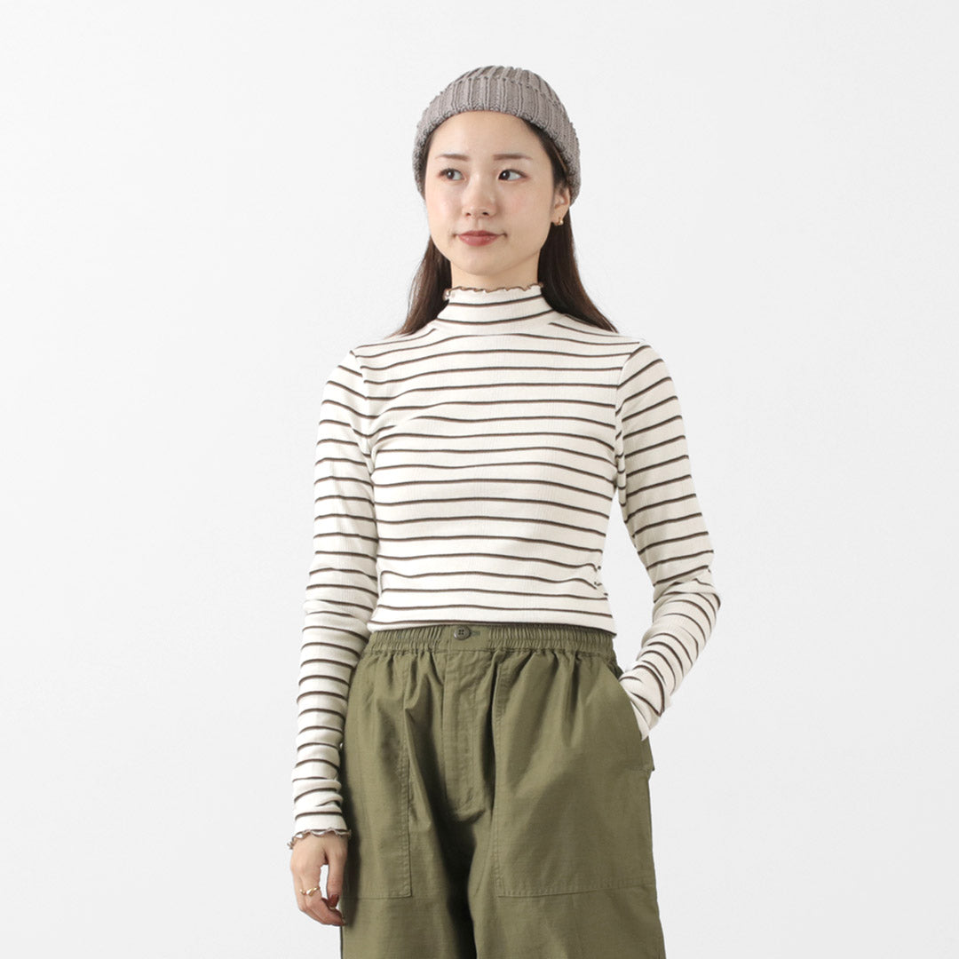 MILLER(ミラー) パネルリブ タートル ロングスリーブTEE 長袖 Tシャツ トップス インナー リブ ボーダー 綿 コットン レディース RM224-2041 PRIB TURTLE LS TEE