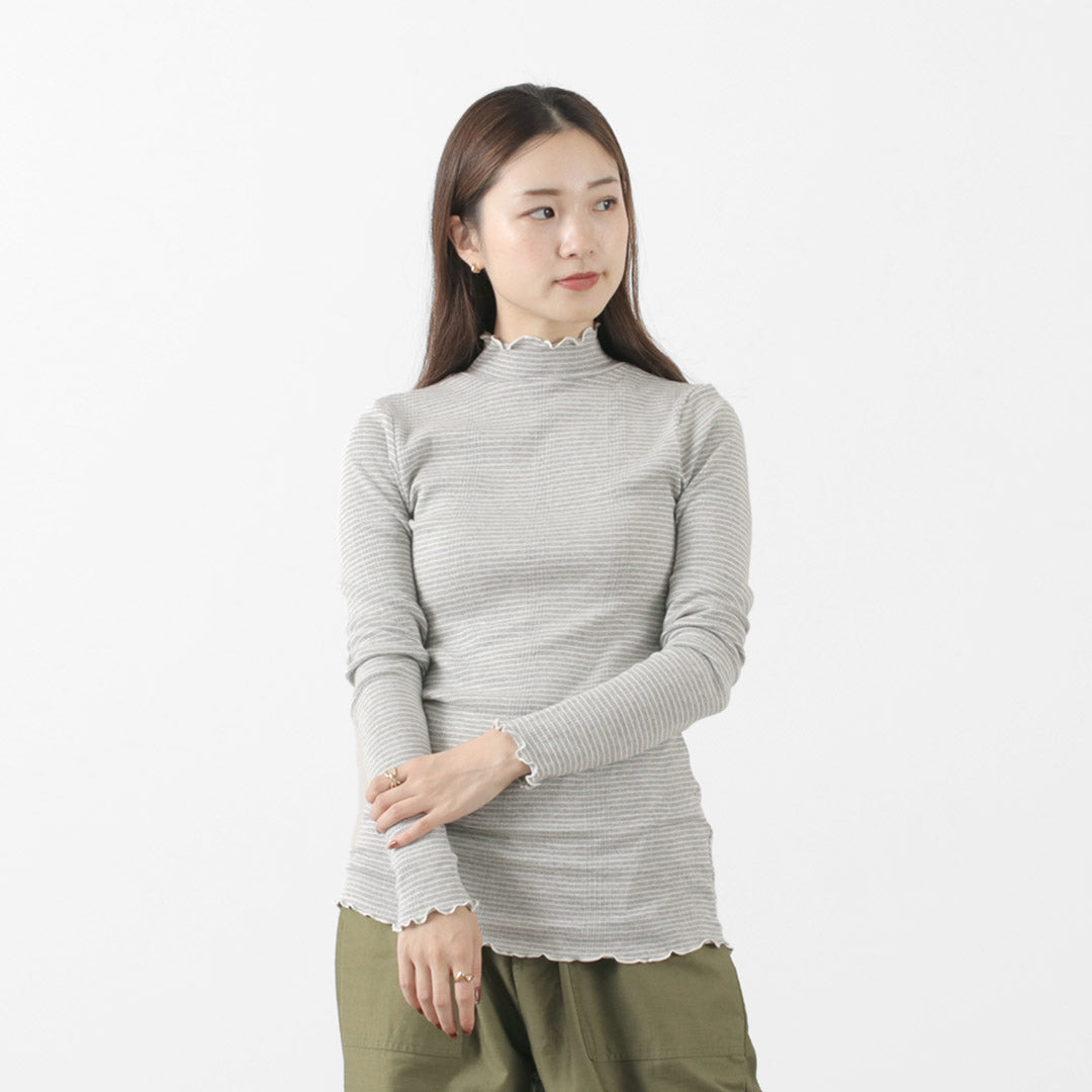 MILLER(ミラー) パネルリブ タートル ロングスリーブTEE 長袖 Tシャツ トップス インナー リブ ボーダー 綿 コットン レディース RM224-2041 PRIB TURTLE LS TEE