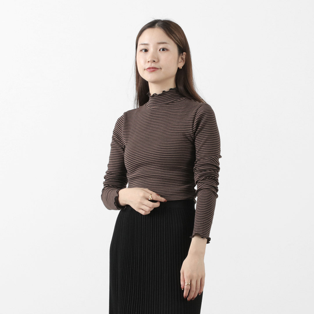 MILLER(ミラー) パネルリブ タートル ロングスリーブTEE 長袖 Tシャツ トップス インナー リブ ボーダー 綿 コットン レディース RM224-2041 PRIB TURTLE LS TEE