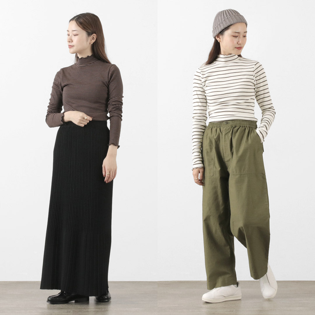 MILLER(ミラー) パネルリブ タートル ロングスリーブTEE 長袖 Tシャツ トップス インナー リブ ボーダー 綿 コットン レディース RM224-2041 PRIB TURTLE LS TEE