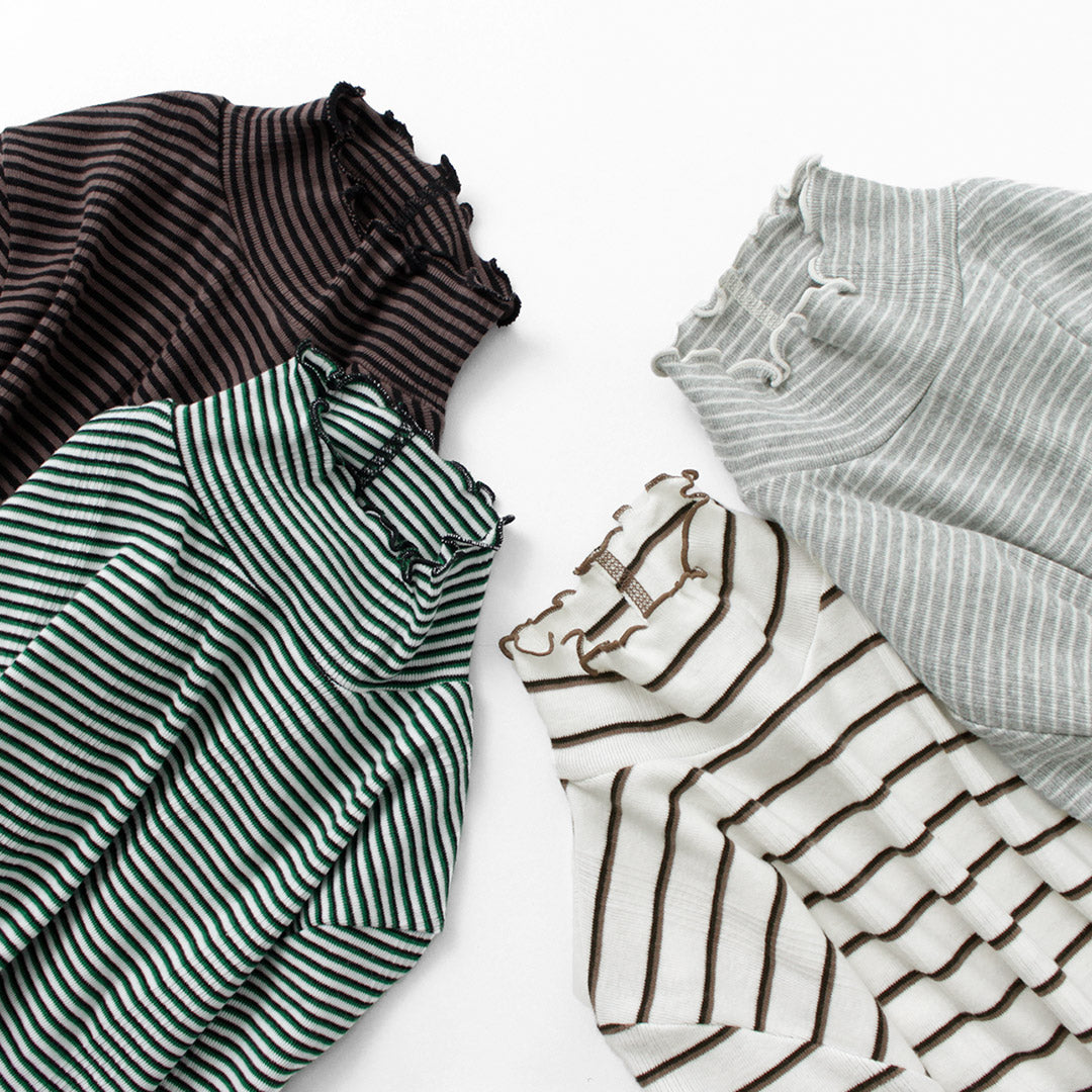 MILLER(ミラー) パネルリブ タートル ロングスリーブTEE 長袖 Tシャツ トップス インナー リブ ボーダー 綿 コットン レディース RM224-2041 PRIB TURTLE LS TEE