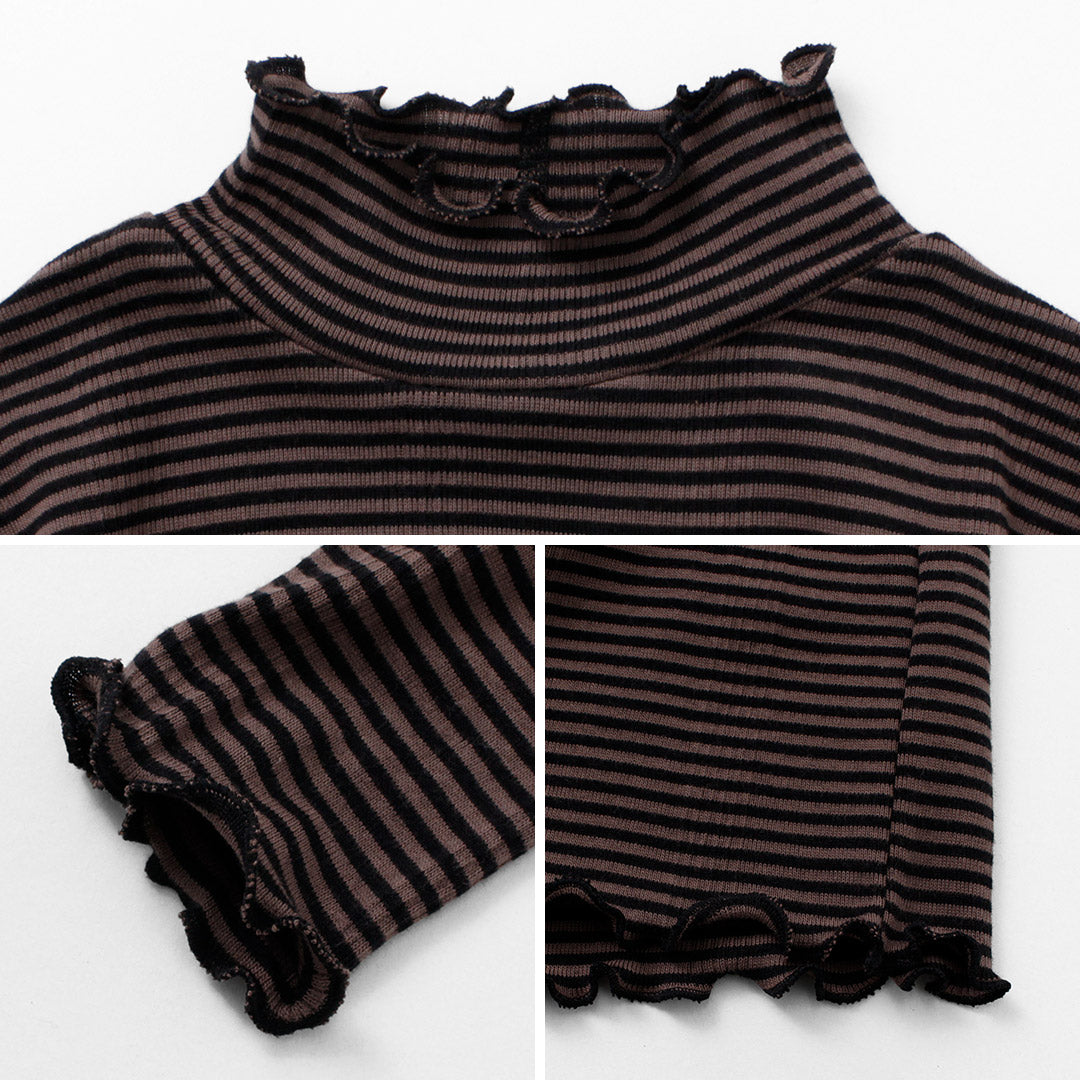 MILLER(ミラー) パネルリブ タートル ロングスリーブTEE 長袖 Tシャツ トップス インナー リブ ボーダー 綿 コットン レディース RM224-2041 PRIB TURTLE LS TEE