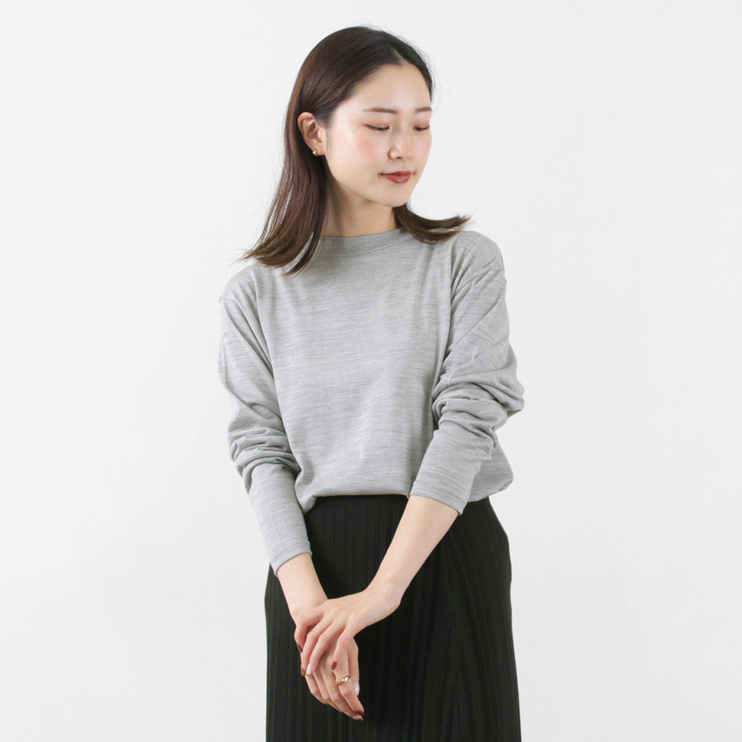 【50%OFF】LAITERIE(レイトリー) WOOL天竺 モックネック プルオーバー レディース トップス カットソー 長袖 インナー 日本製【セール】