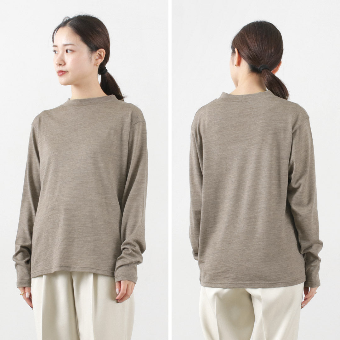 【50%OFF】LAITERIE(レイトリー) WOOL天竺 モックネック プルオーバー レディース トップス カットソー 長袖 インナー 日本製【セール】