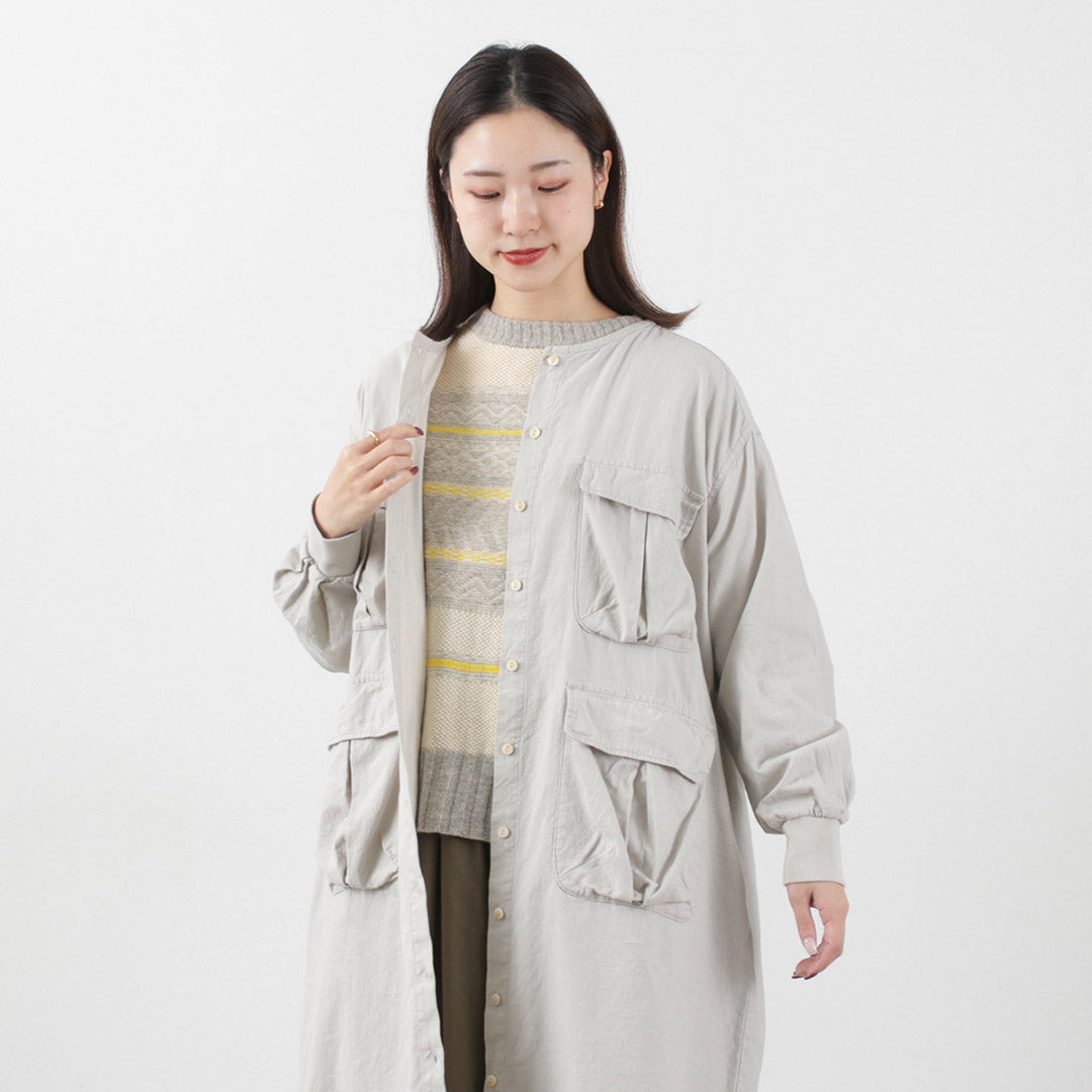 【30%OFF】TUMUGU(ツムグ) ナチュラルピーチワッシャービエラ コートワンピース