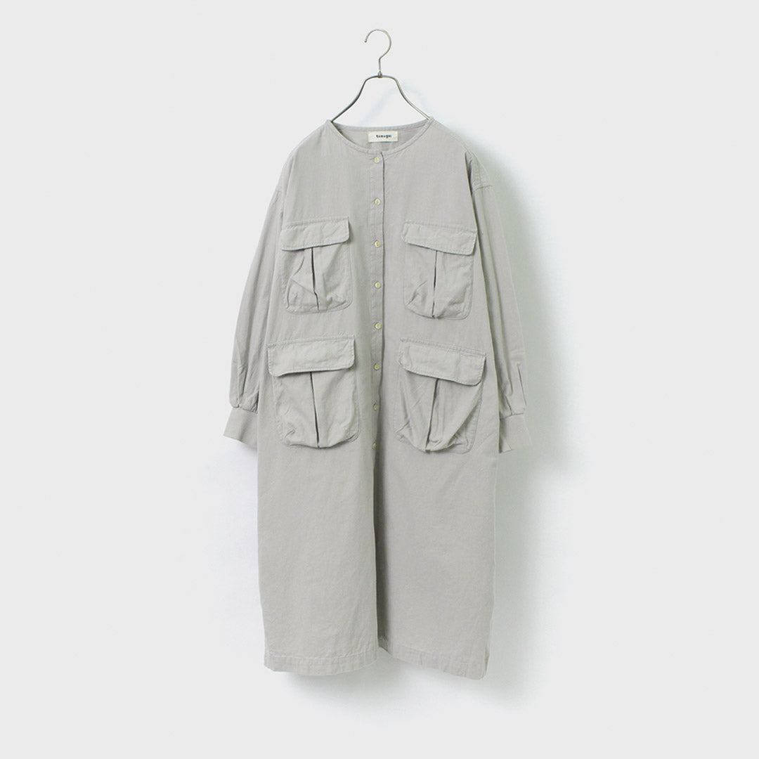 【30%OFF】TUMUGU(ツムグ) ナチュラルピーチワッシャービエラ コートワンピース