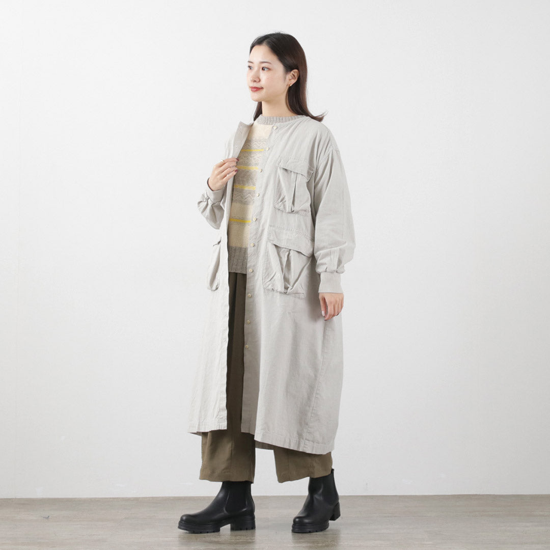 【30%OFF】TUMUGU(ツムグ) ナチュラルピーチワッシャービエラ コートワンピース