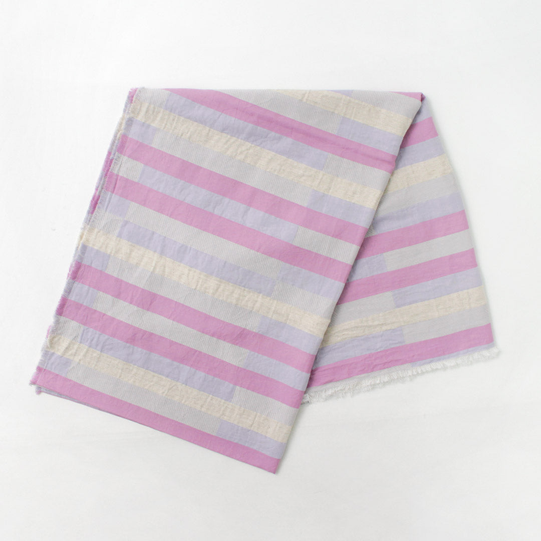 【30%OFF】TUMUGU(ツムグ) ブロックストライプジャガード ストール