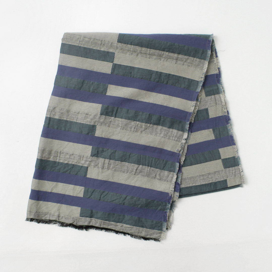 【30%OFF】TUMUGU(ツムグ) ブロックストライプジャガード ストール