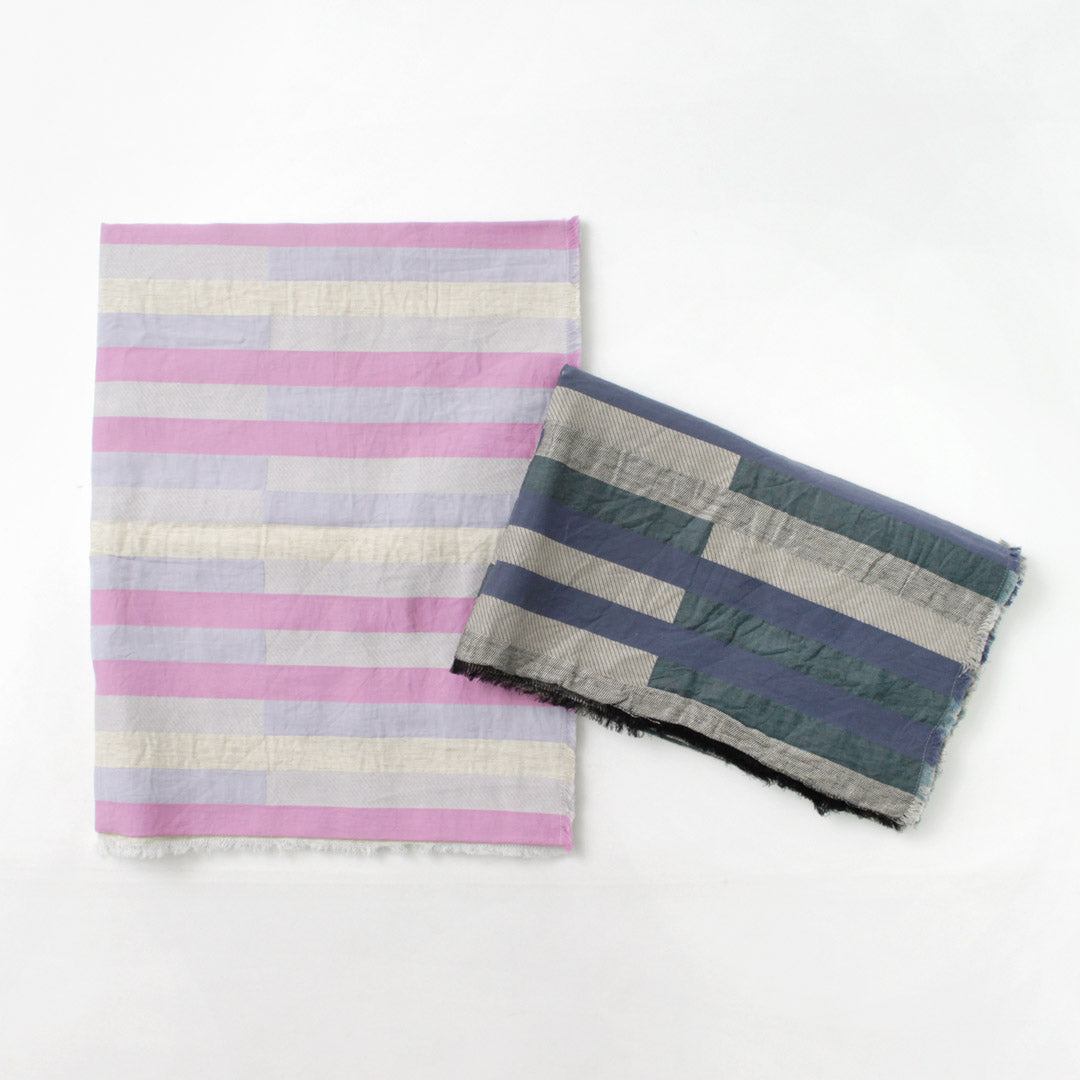 【30%OFF】TUMUGU(ツムグ) ブロックストライプジャガード ストール