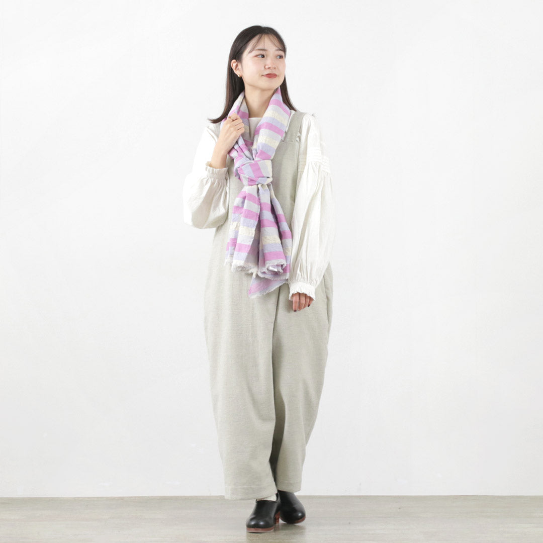 【30%OFF】TUMUGU(ツムグ) ブロックストライプジャガード ストール