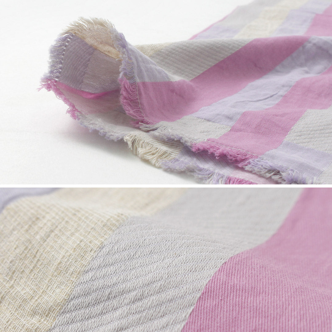 【30%OFF】TUMUGU(ツムグ) ブロックストライプジャガード ストール