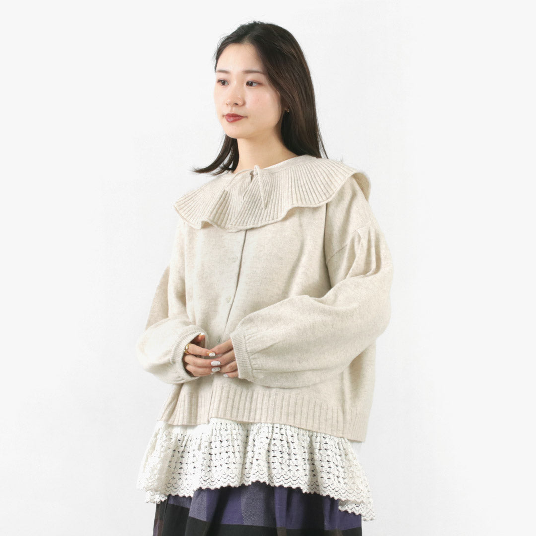 【30%OFF】TUMUGU(ツムグ) メリノウール 衿付きカーディガン