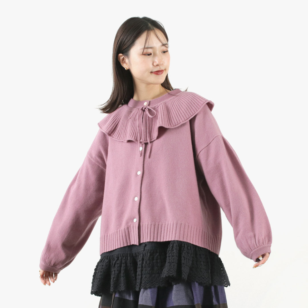 【30%OFF】TUMUGU(ツムグ) メリノウール 衿付きカーディガン