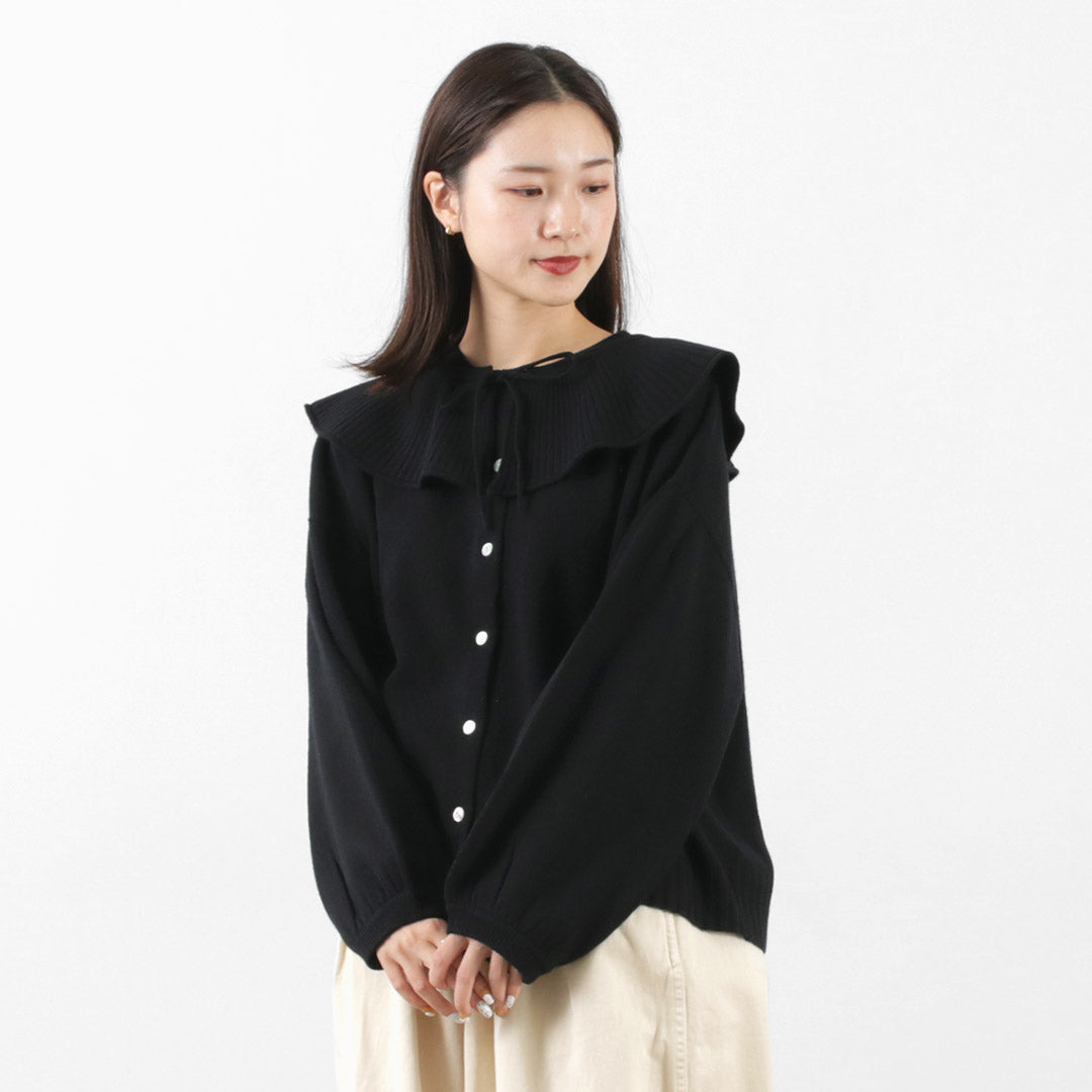 【30%OFF】TUMUGU(ツムグ) メリノウール 衿付きカーディガン